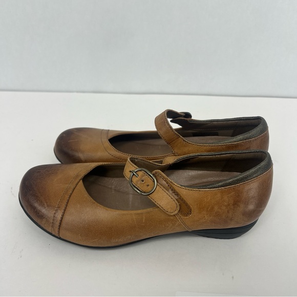 Dansko Tan Leather Mary Jane Flats - Picture 1 of 12